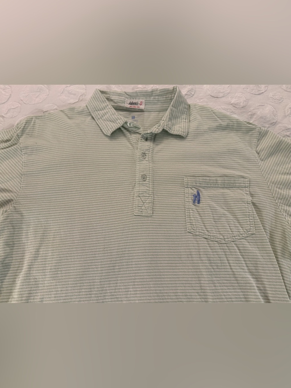 Johnnie-O Mens XL Green Striped Short Sleeve Cotton Polo Shirt West Coast Prep